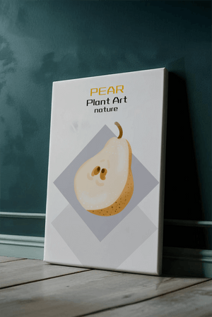 Pear illustration with modern minimalistic design and soft color palette - Mi tienda