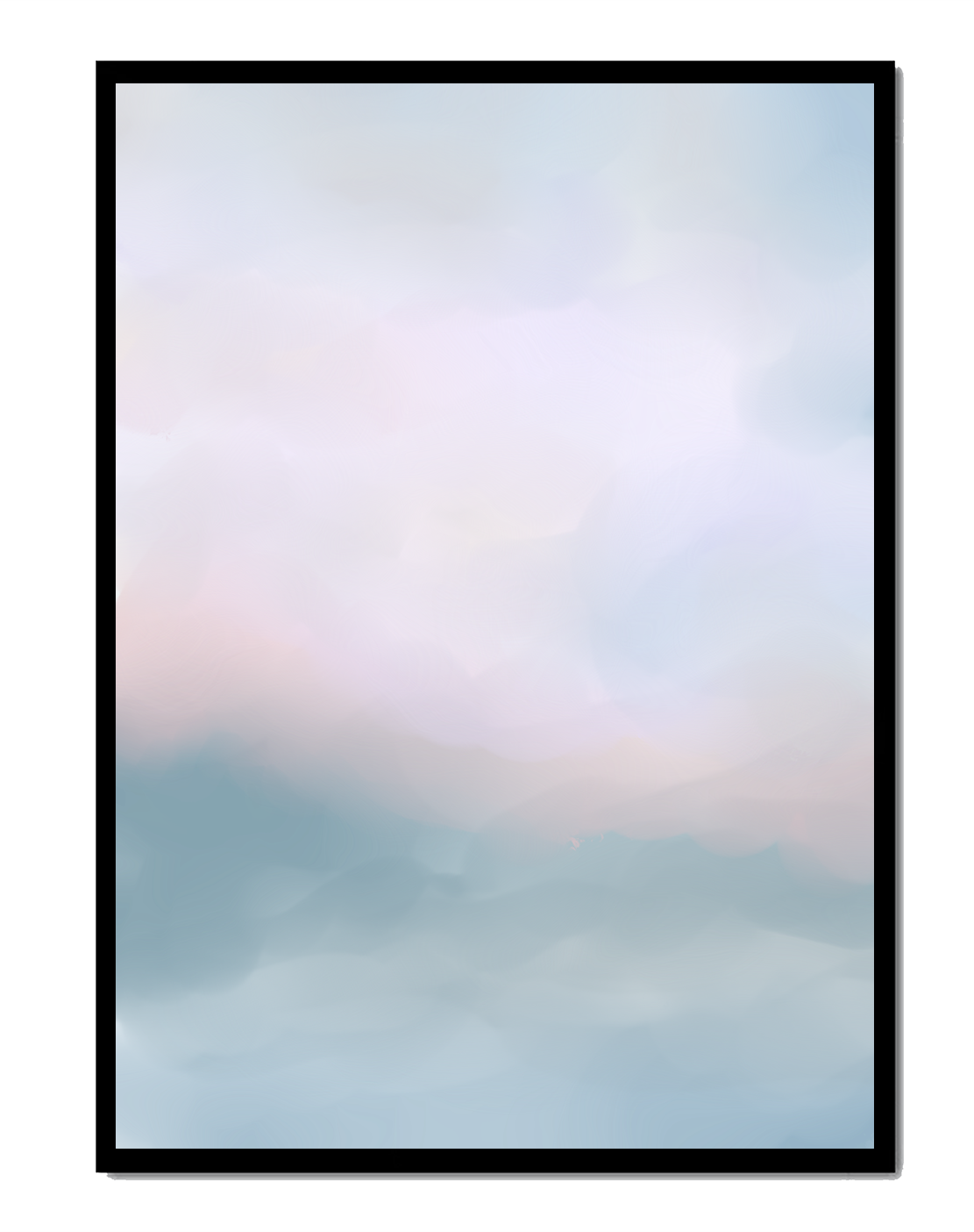 Paisaje de nubes abstracto con tonos suaves de rosa y azul