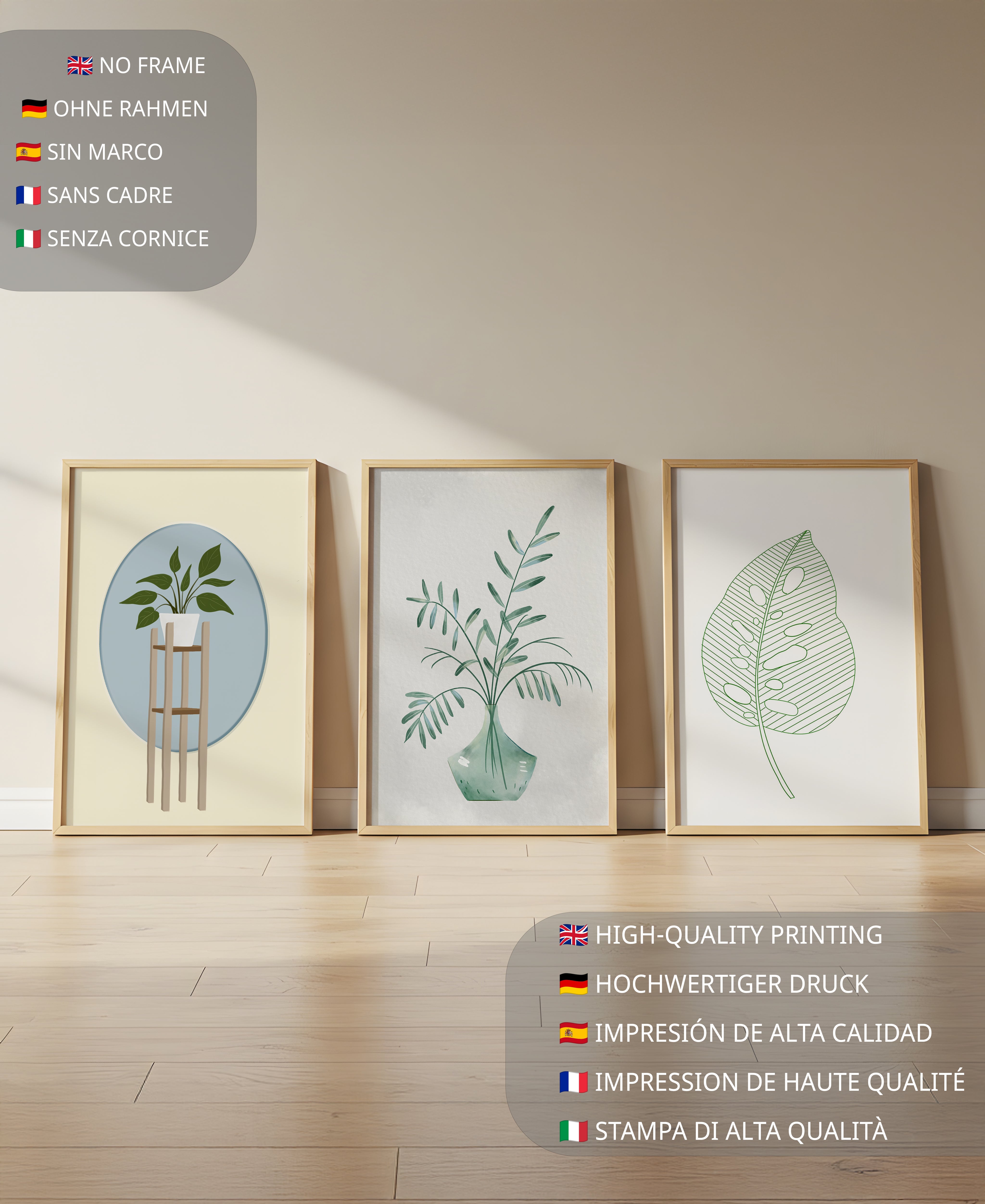 Imágenes Florales en Marcos de Madera sin Marco