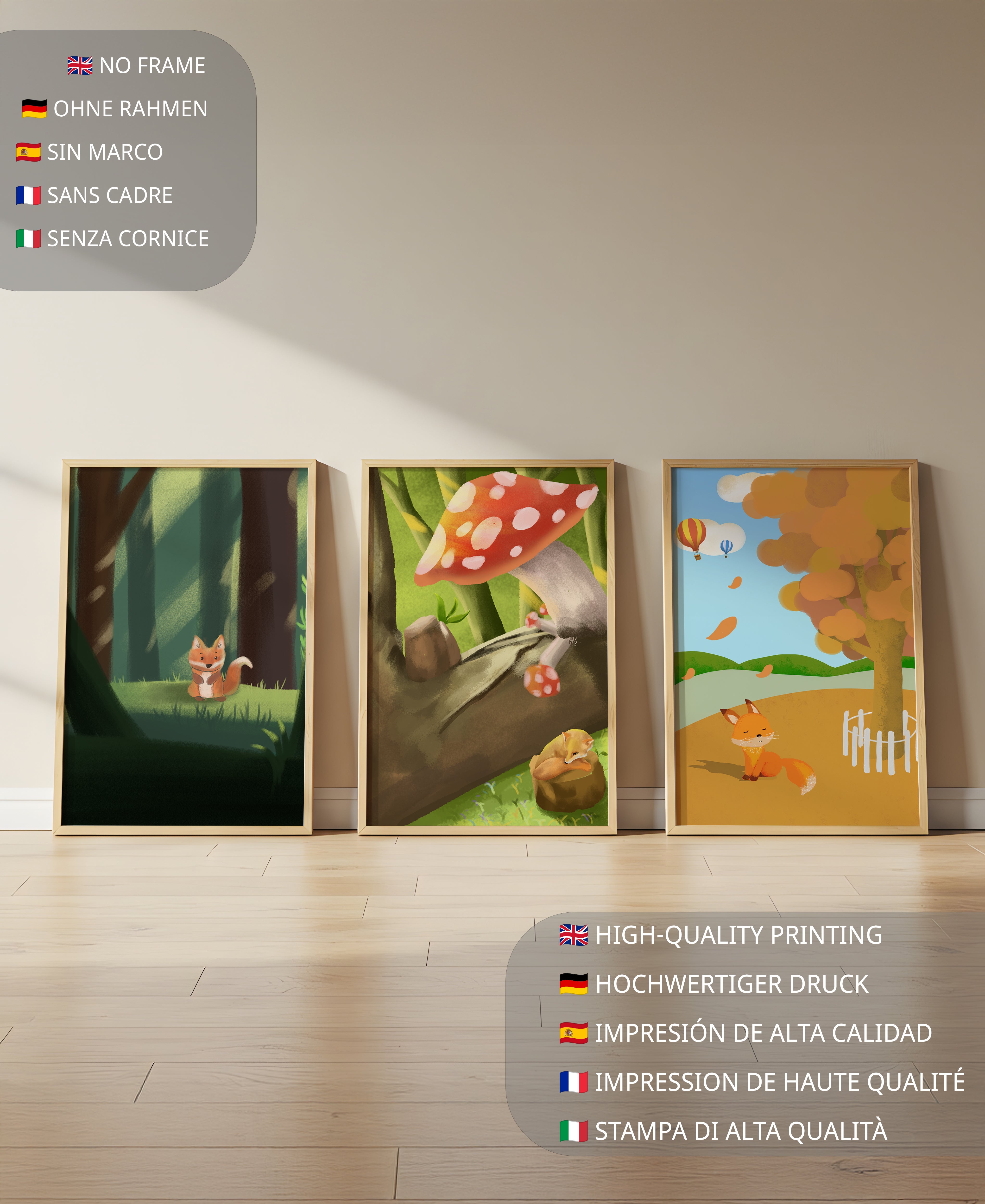 Tableaux d'animaux de la forêt en illustrations artistiques