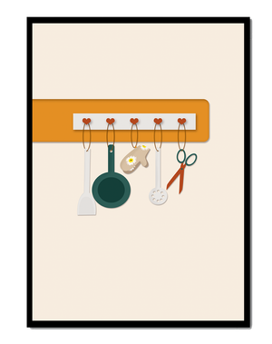 Kitchen Utensils Hanging on a Wall with Heart Hooks - Mi tienda