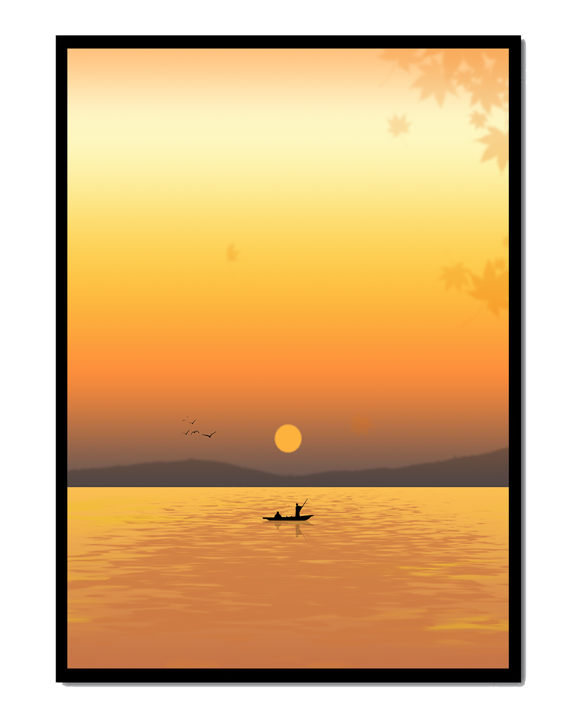 Serene Sunset with Canoeing on a Tranquil Lake