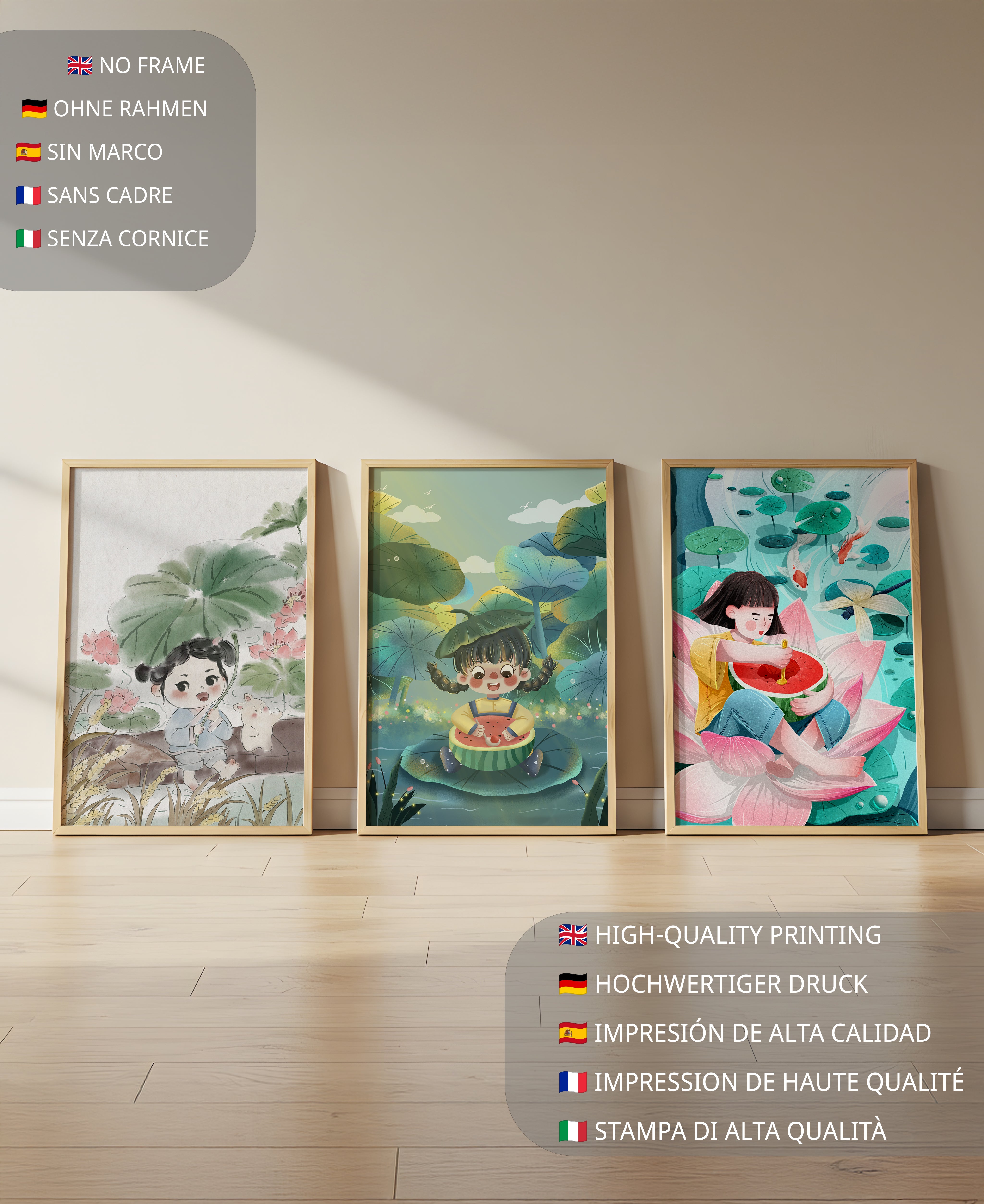 Arte Infantil de Niños con Flores y Animales