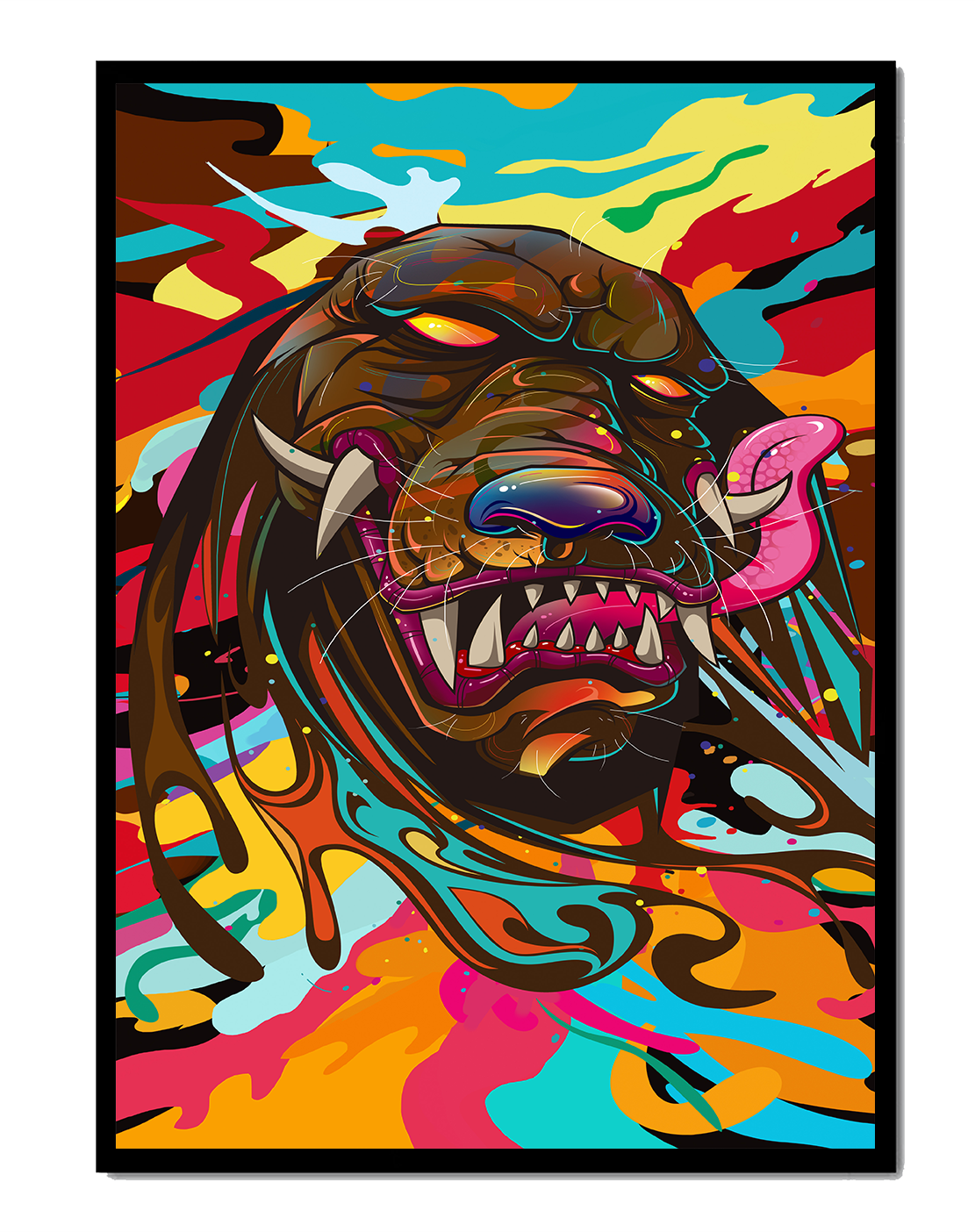 Colorful Abstract Lion Head with Vibrant Swirls
