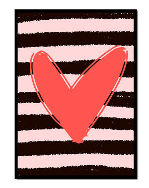 Heart on Striped Background: Modern Decorative Art - Mi tienda
