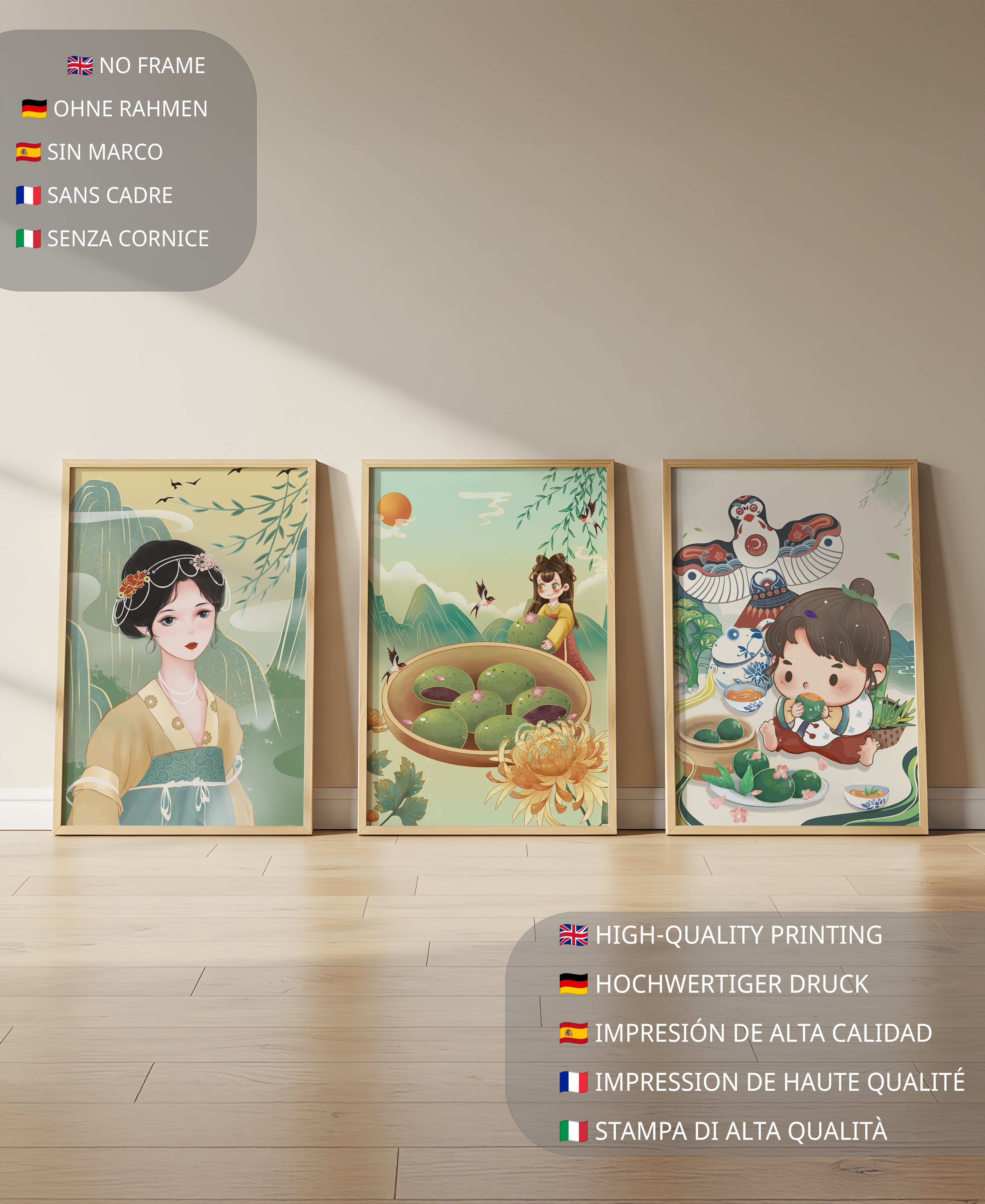 Ensemble d’illustrations inspirées de l’art asiatique