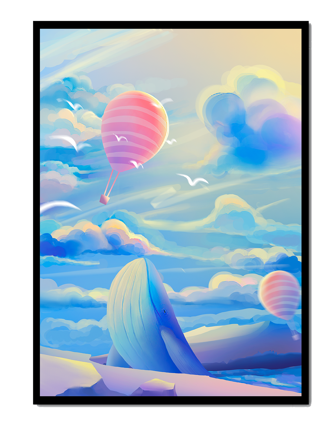 Majestic Whale and Hot Air Balloon in a Dreamy Sky - Mi tienda