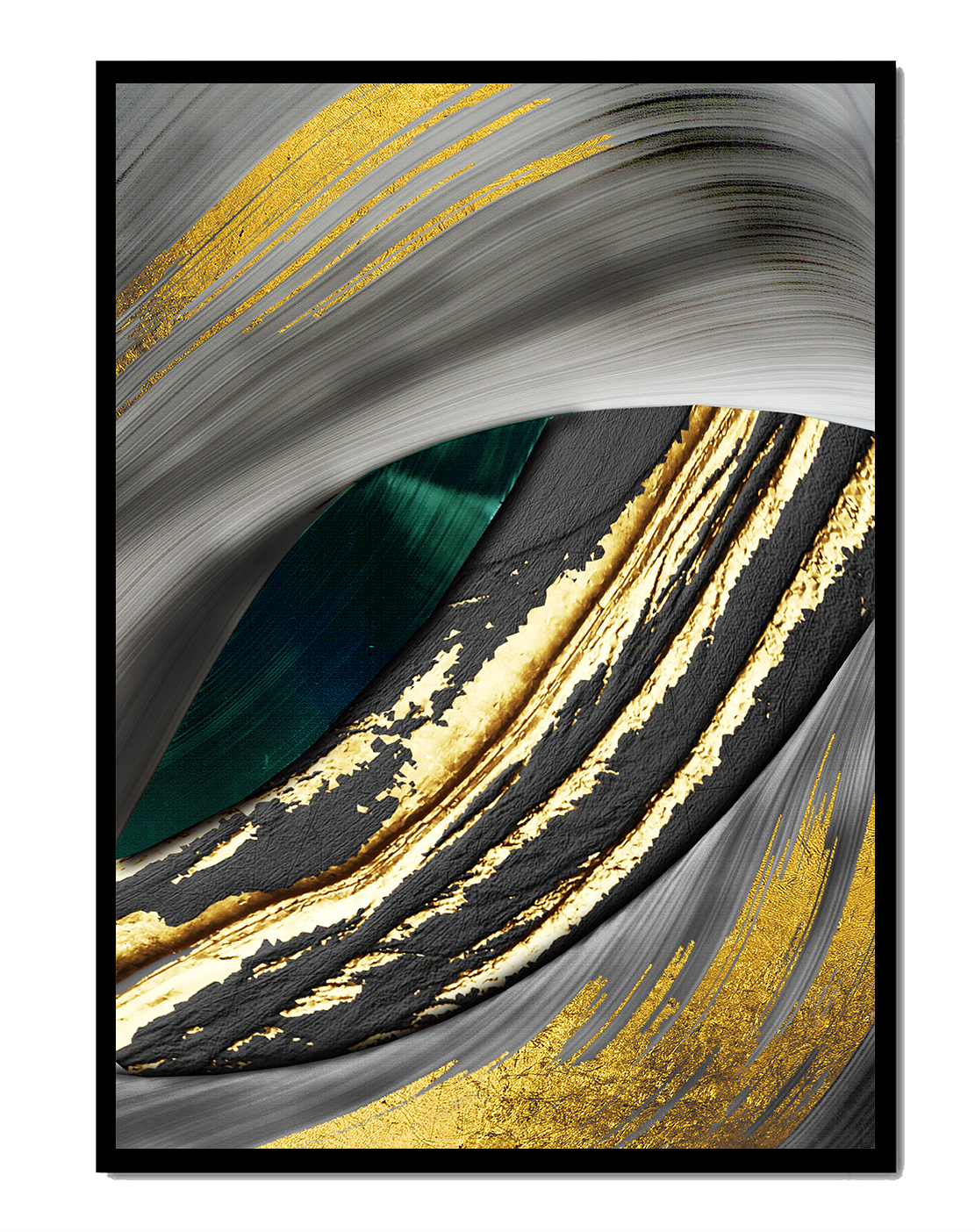 Abstract Brushstrokes with Gold Accents