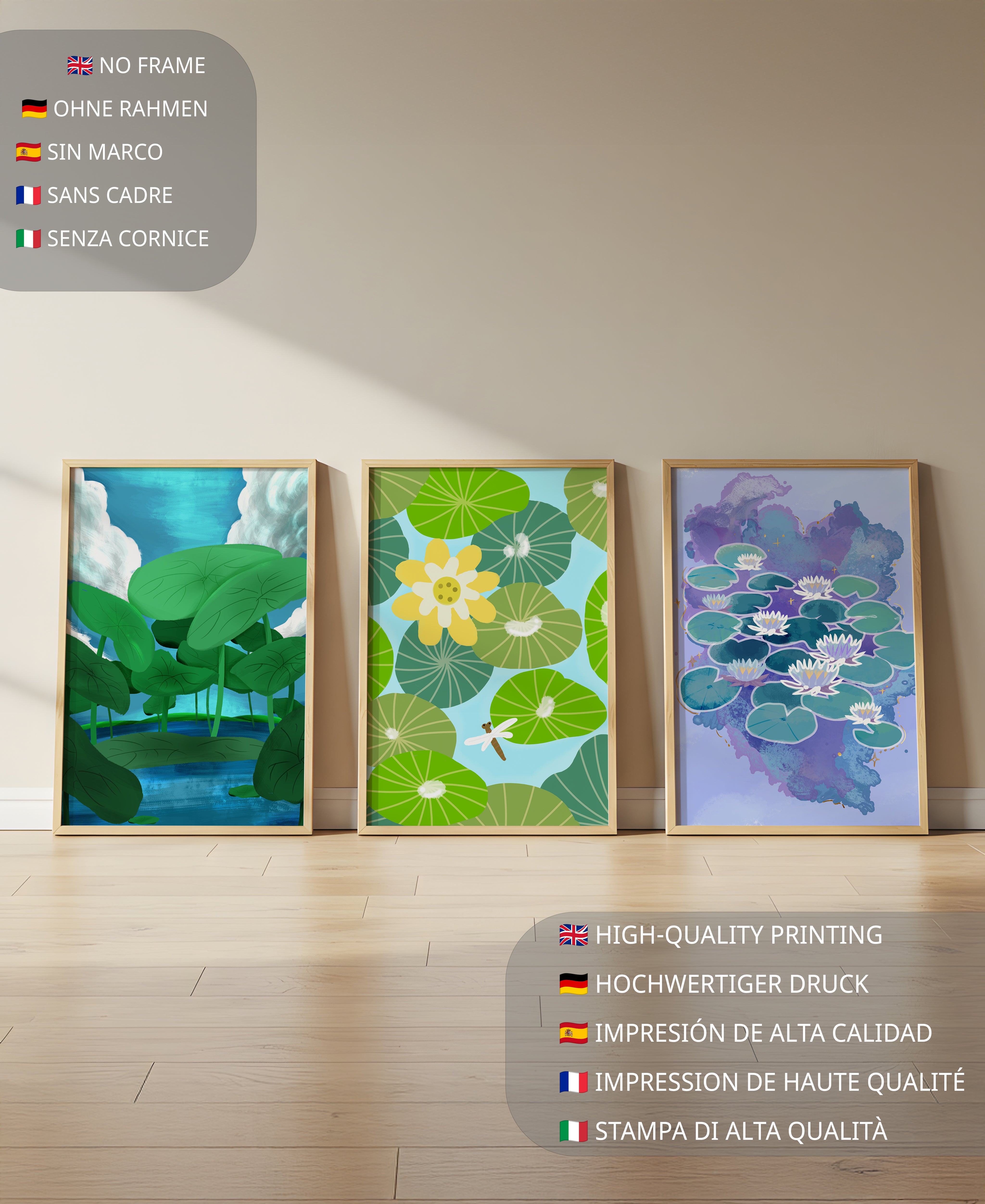 Impresiones Artísticas de Nenúfares en Diseño Moderno