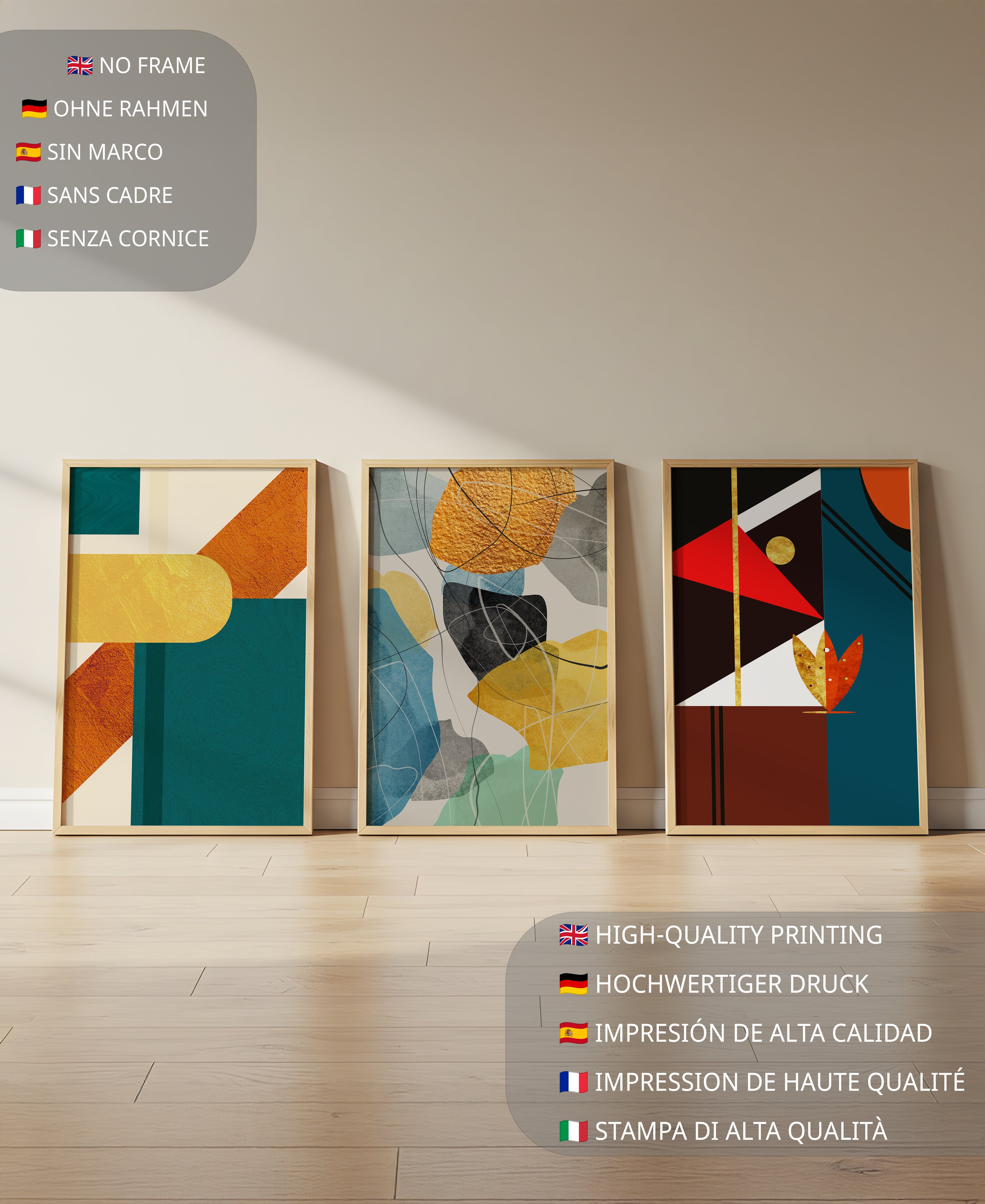 Arte Abstracto Moderno Con Elementos Geométricos Y Detalles Dorados