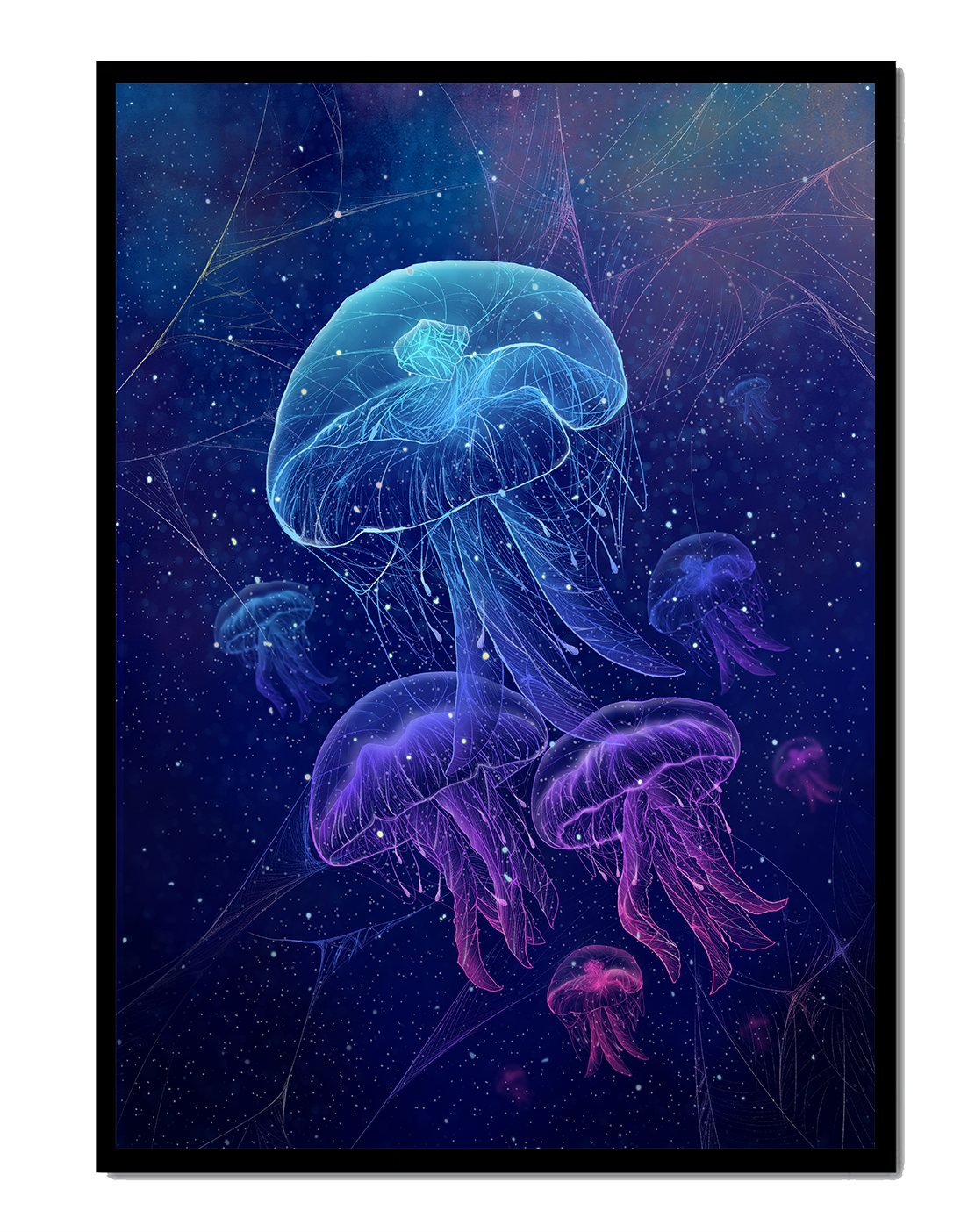 Jellyfish Illuminated in Magical Ocean Scene