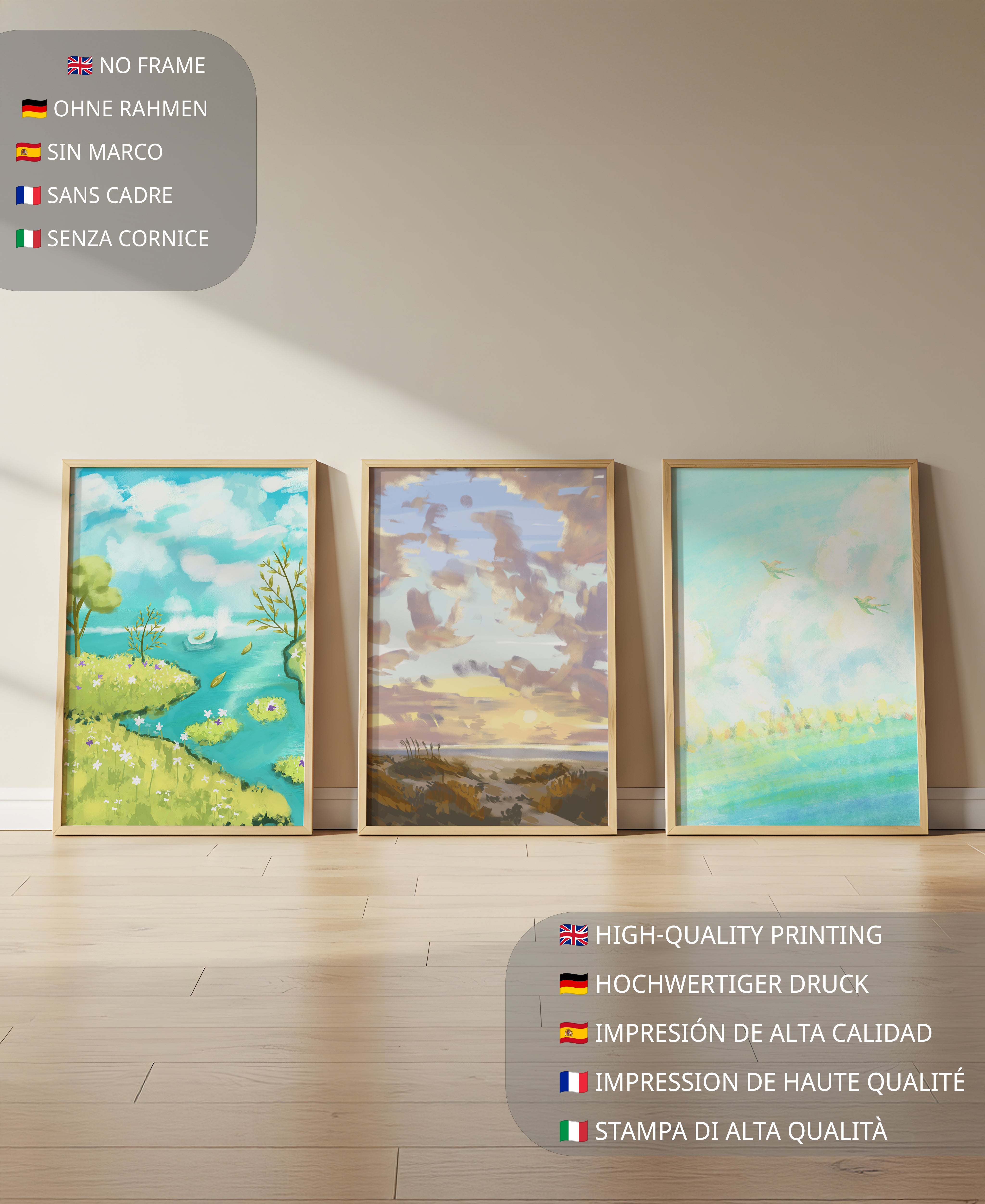 Imágenes Artísticas Naturales en Impresión de Alta Calidad Sin Marco