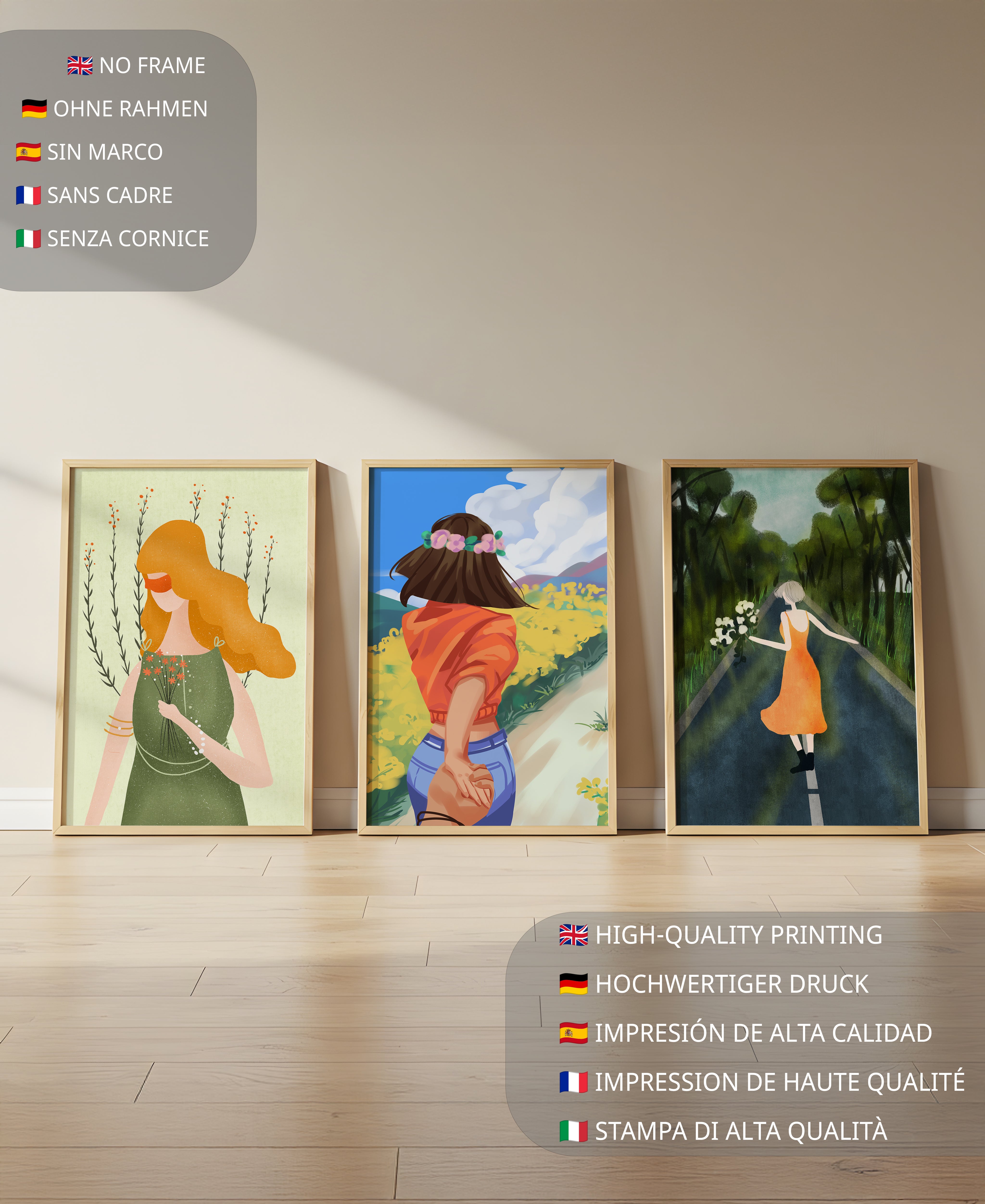 Ensemble d'illustrations modernes de femmes marchant sans cadre