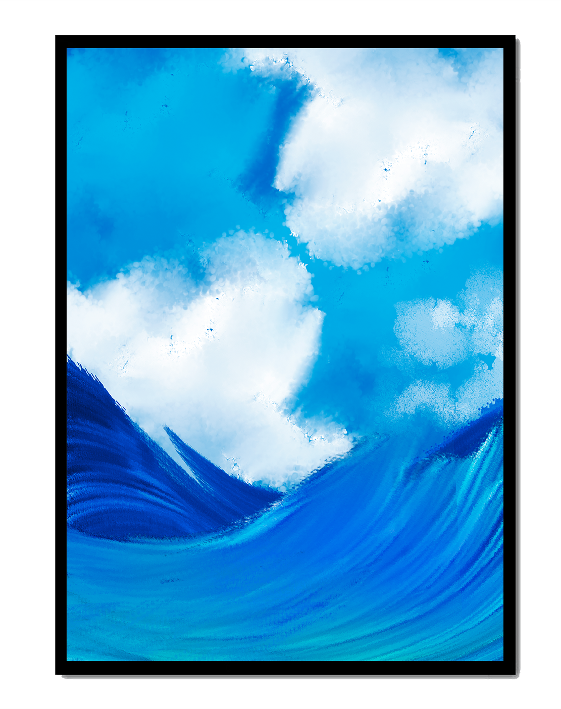 Beautiful ocean waves under a cloudy sky artwork