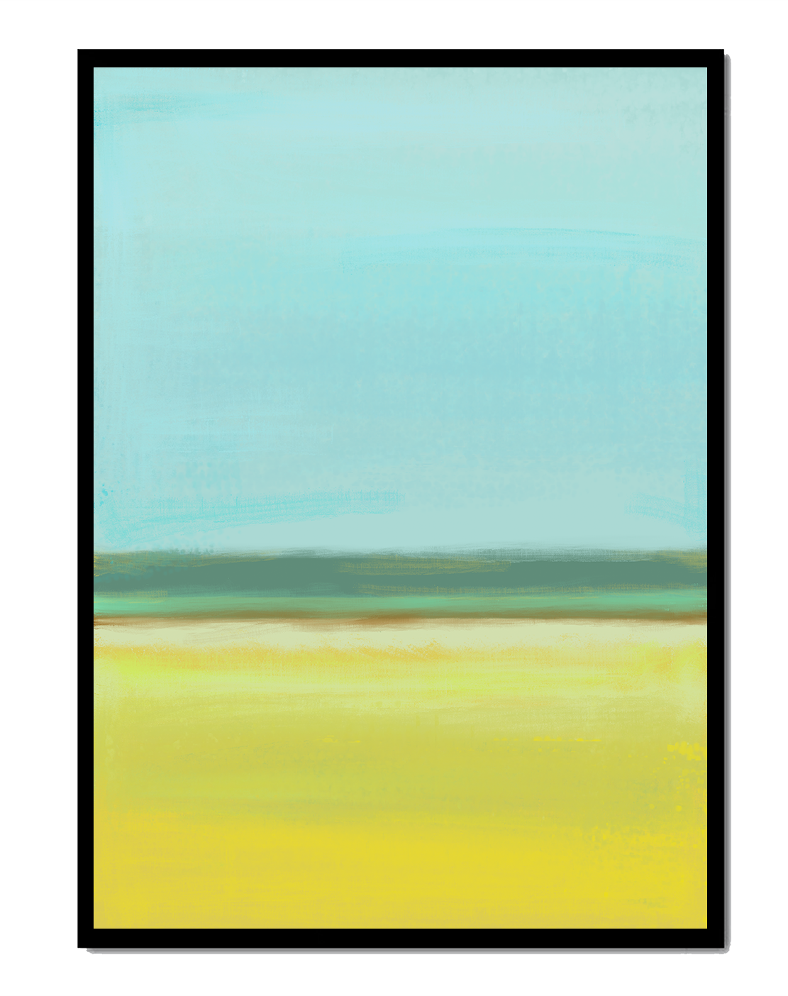 Paisaje abstracto con horizonte azul y amarillo