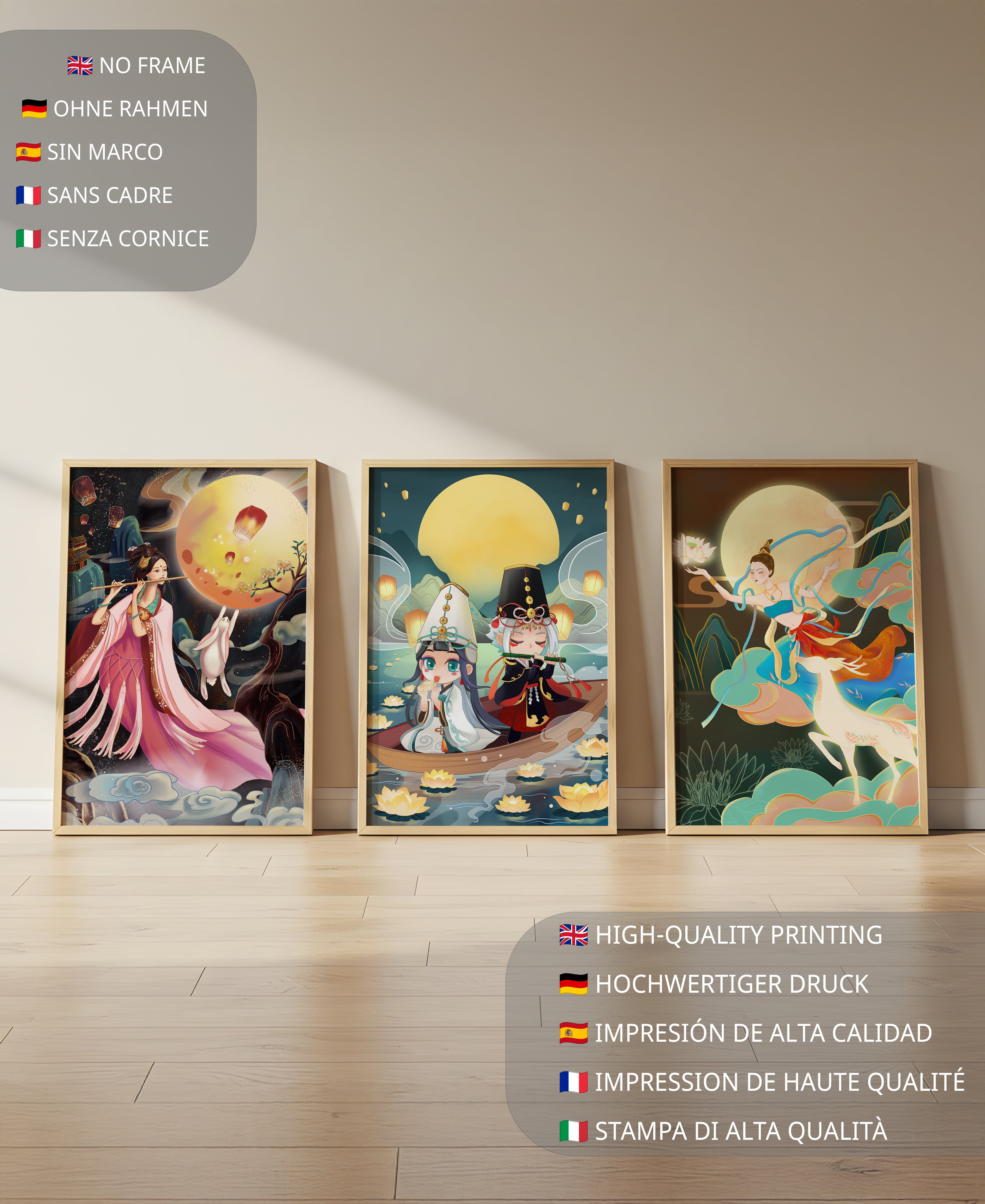 Pinturas De Fantasía Con Luna Llena Y Personajes Mitológicos