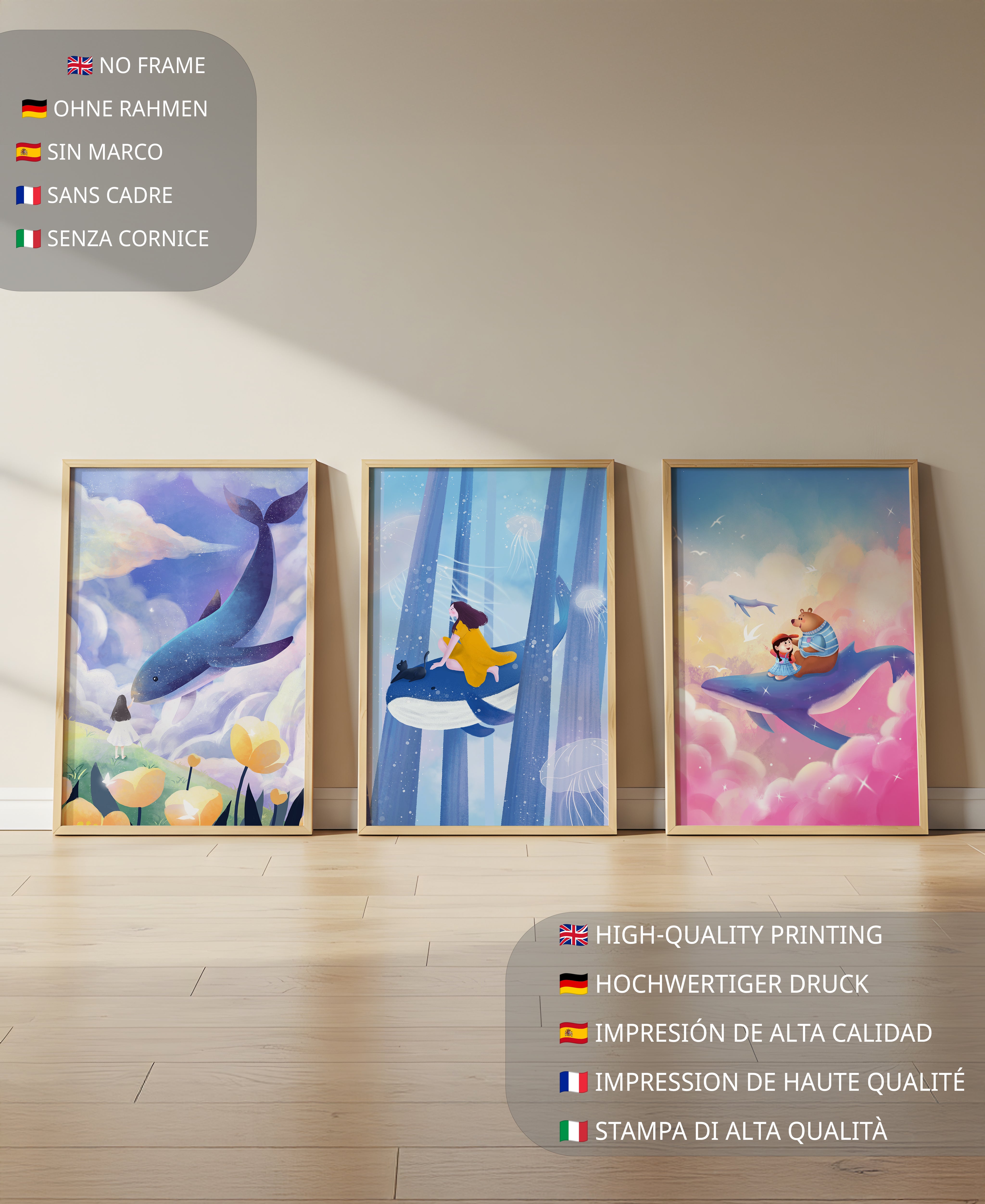 Images illustratives avec des animaux marins et des figures humaines