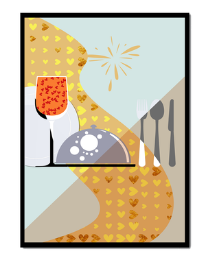 Elegant Dining Setting with Red Wine Glass and Gold Accents - Mi tienda