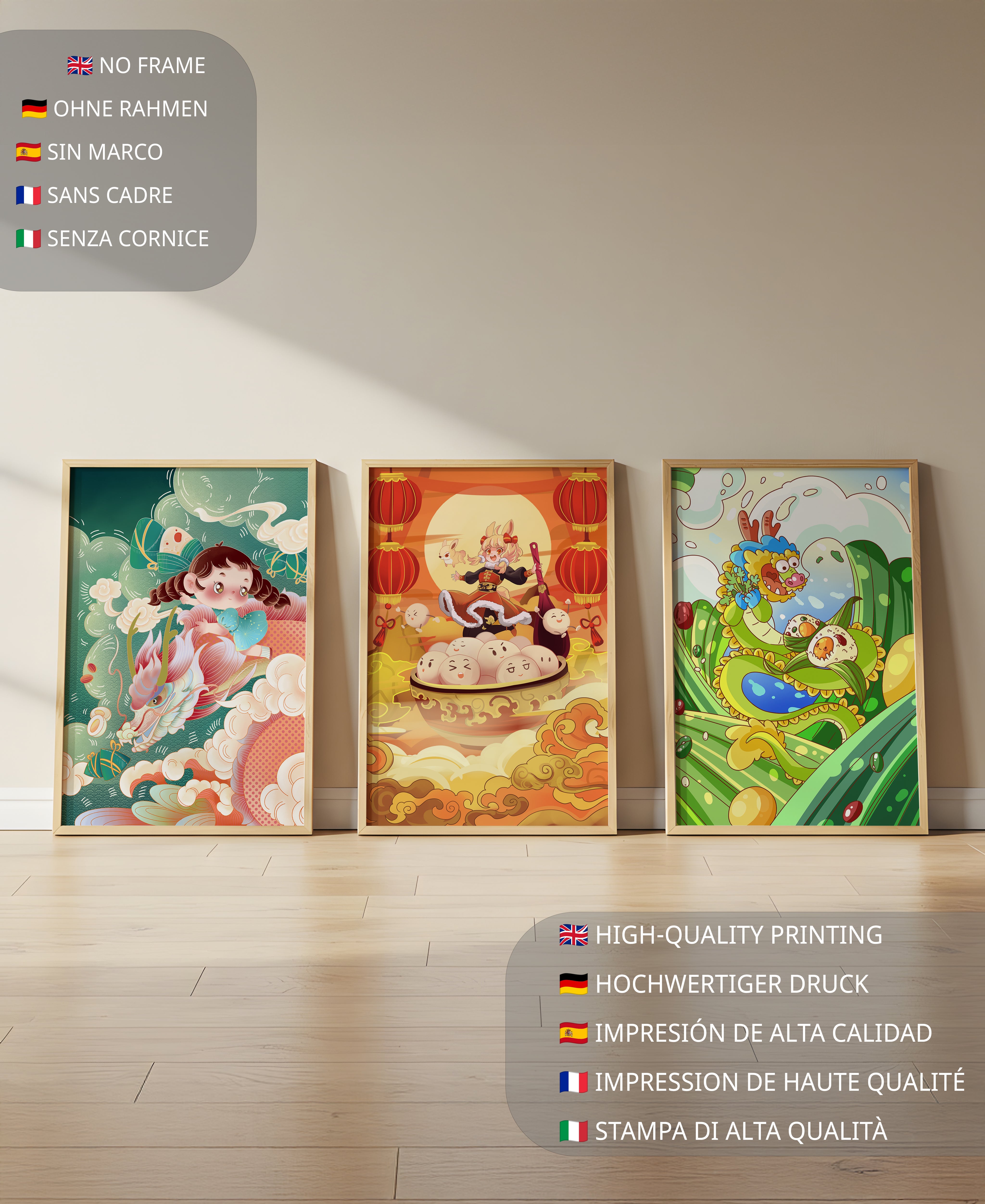 Cuadros Infantiles en Estilo Animado con Personajes y Dragones