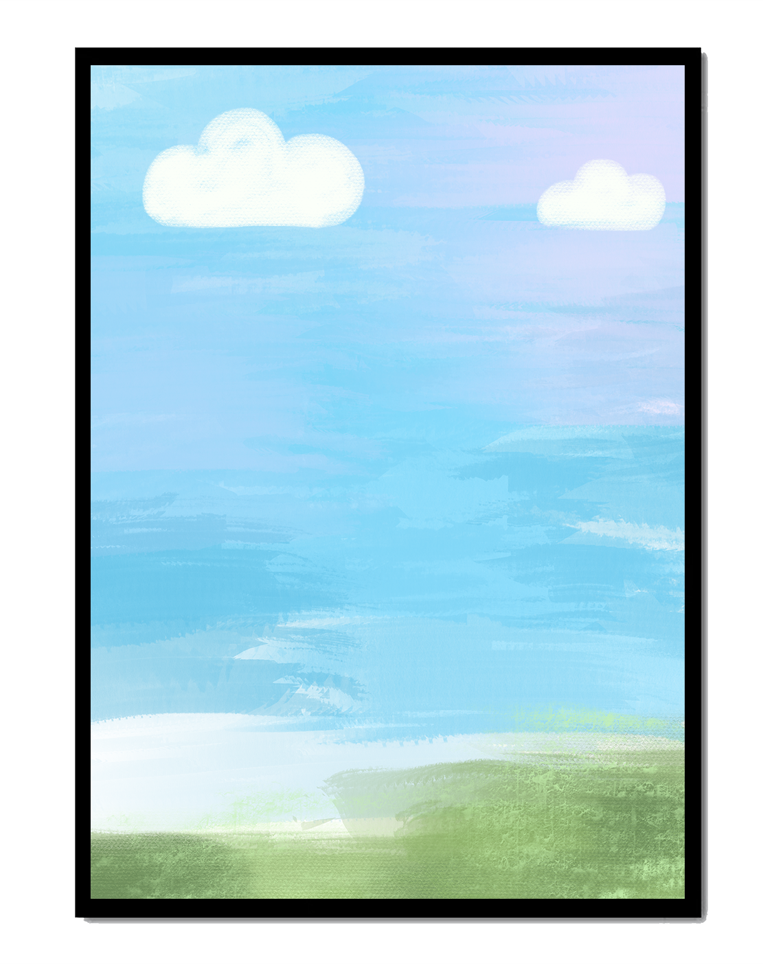 Blue Sky with Clouds and Green Field