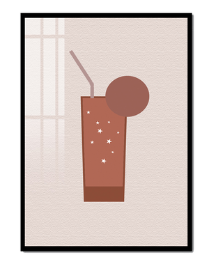 Minimalist Illustration of a Chocolate Drink with Straw and Window Background - Mi tienda