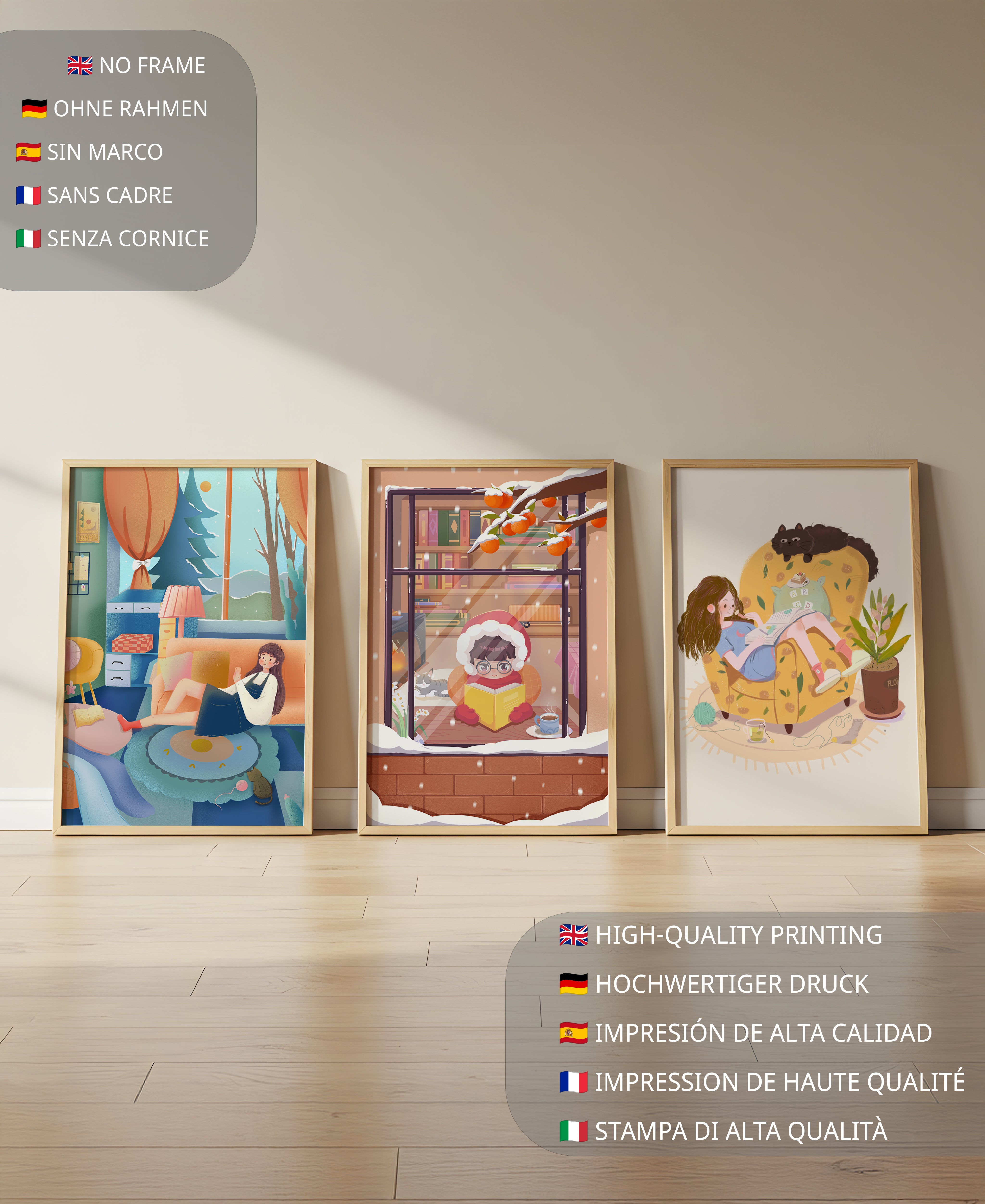 Decoraciones Artísticas Acogedoras para el Hogar con Ilustraciones de Invierno