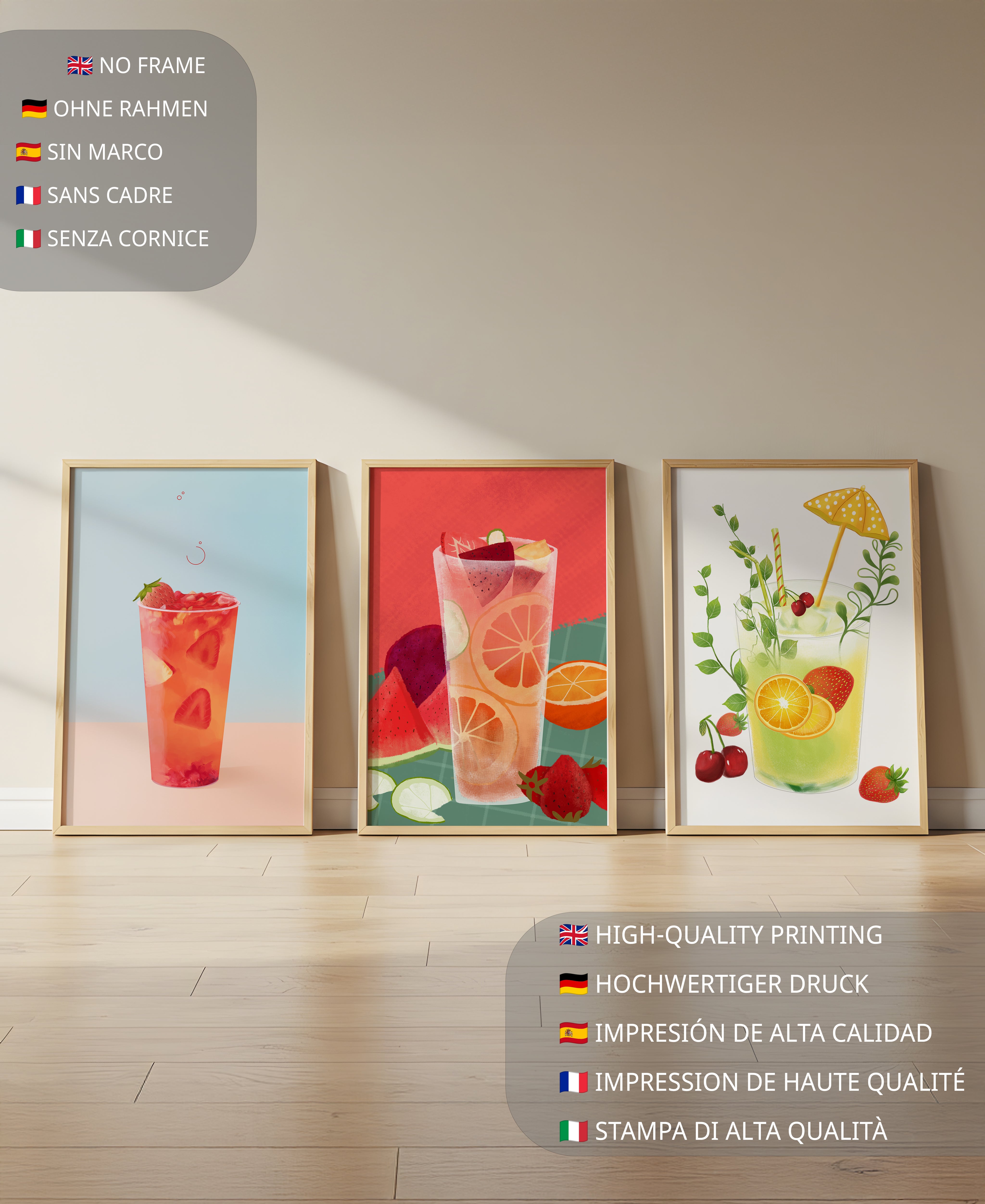 Conjunto De Obras De Arte Con Bebidas Refrescantes