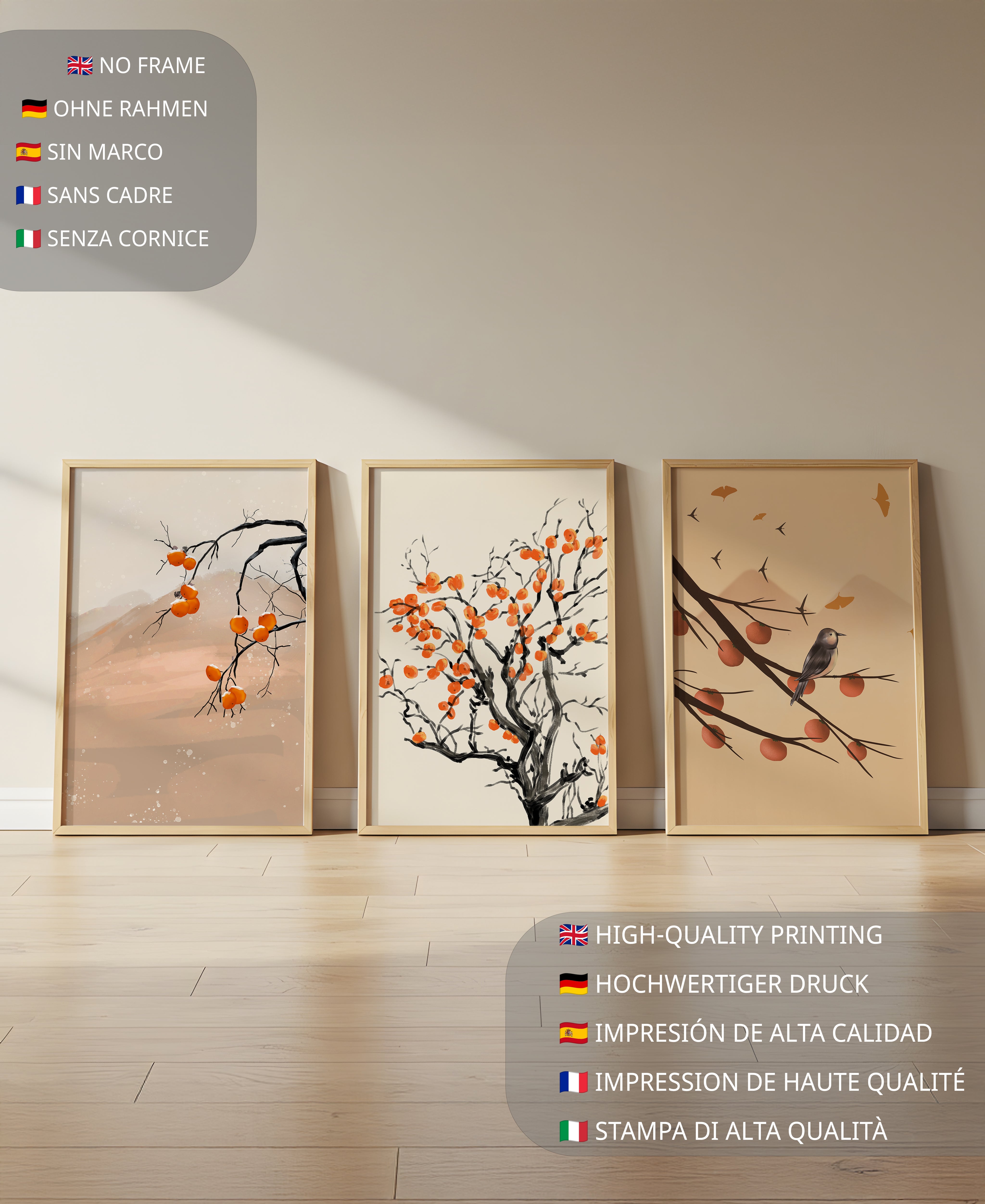 Conjunto de Arte Decorativo con Motivos de Naturaleza y Frutas de Otoño