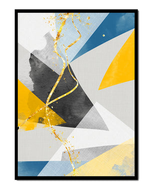 Geometric abstract wall art – modern minimalistic print with bold shapes and gold accents - Mi tienda