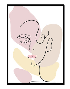 Minimalist abstract female face line art with pastel colors - Mi tienda