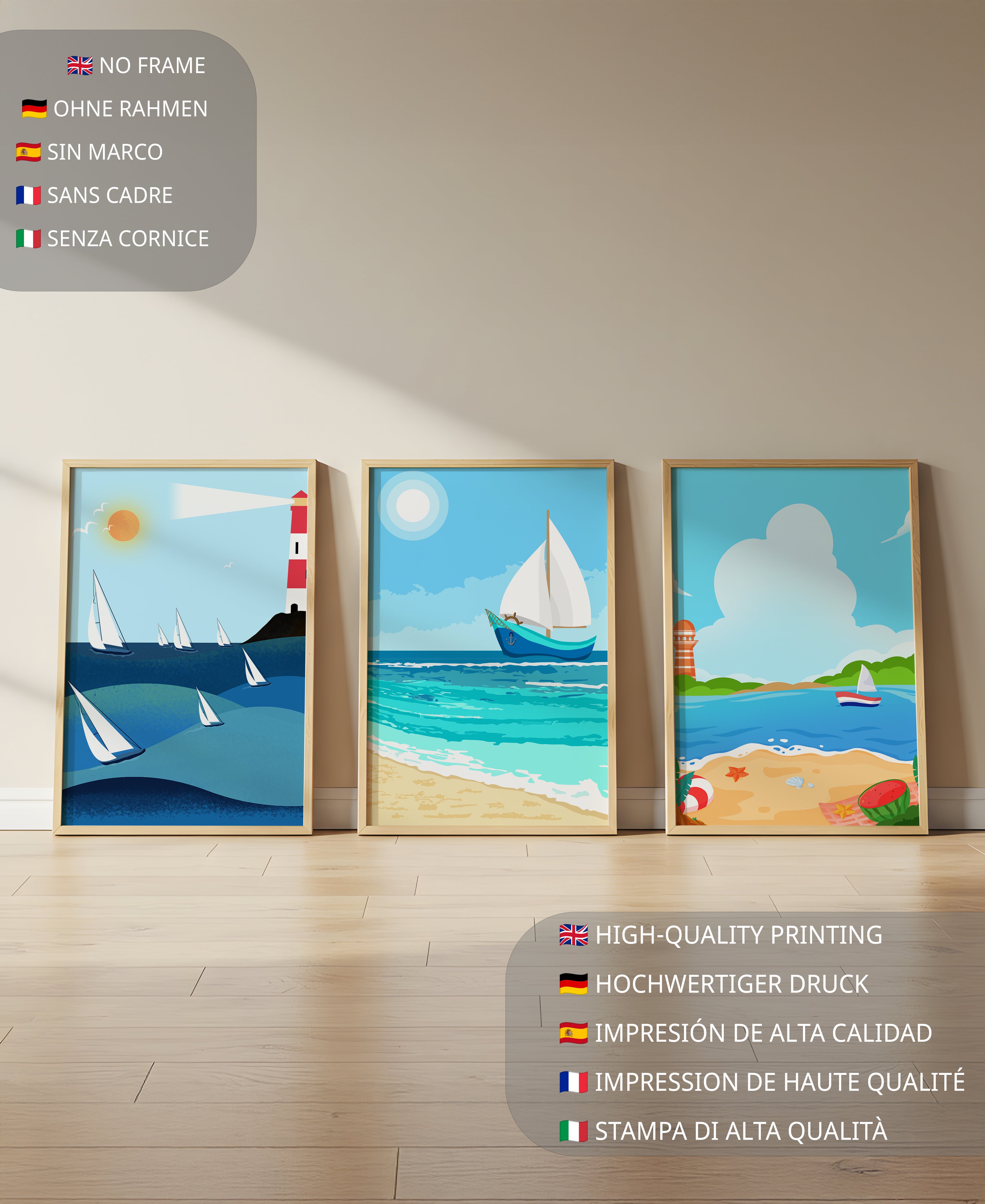 Conjunto De Ilustraciones Náuticas En Estilo Minimalista