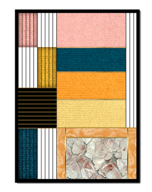 Geometric Abstract Art with Textured Blocks and Gold Accents - Mi tienda