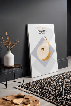 Pear illustration with modern minimalistic design and soft color palette - Mi tienda