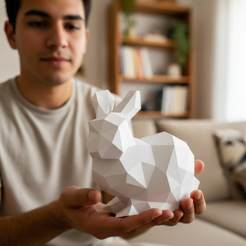 Polygonal paper rabbit builder figure, 3D craft for assembly 24 x 24 x 19 – papercraft DIY, cardboard figure for home decoration - Mi tienda