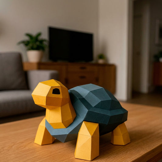 Polygonal paper turtle craft kit, 3D DIY assembly 21x20x30, papercraft cardboard figure for home decoration