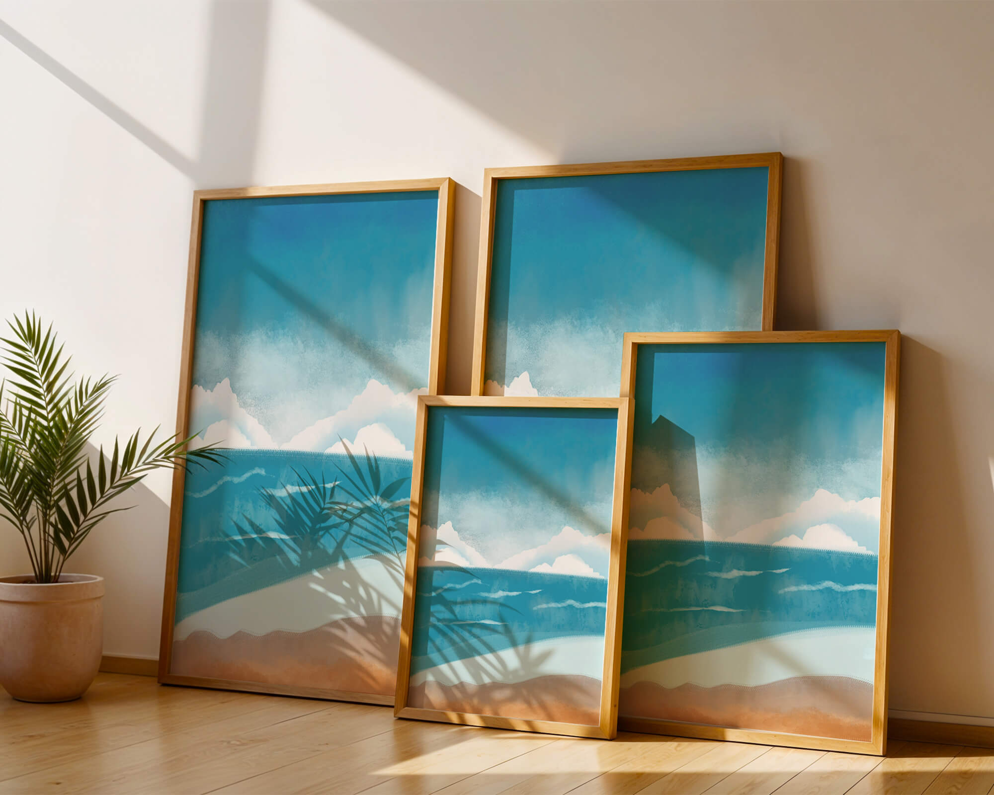Calming Ocean Shoreline with Blue Sky and Gentle Waves