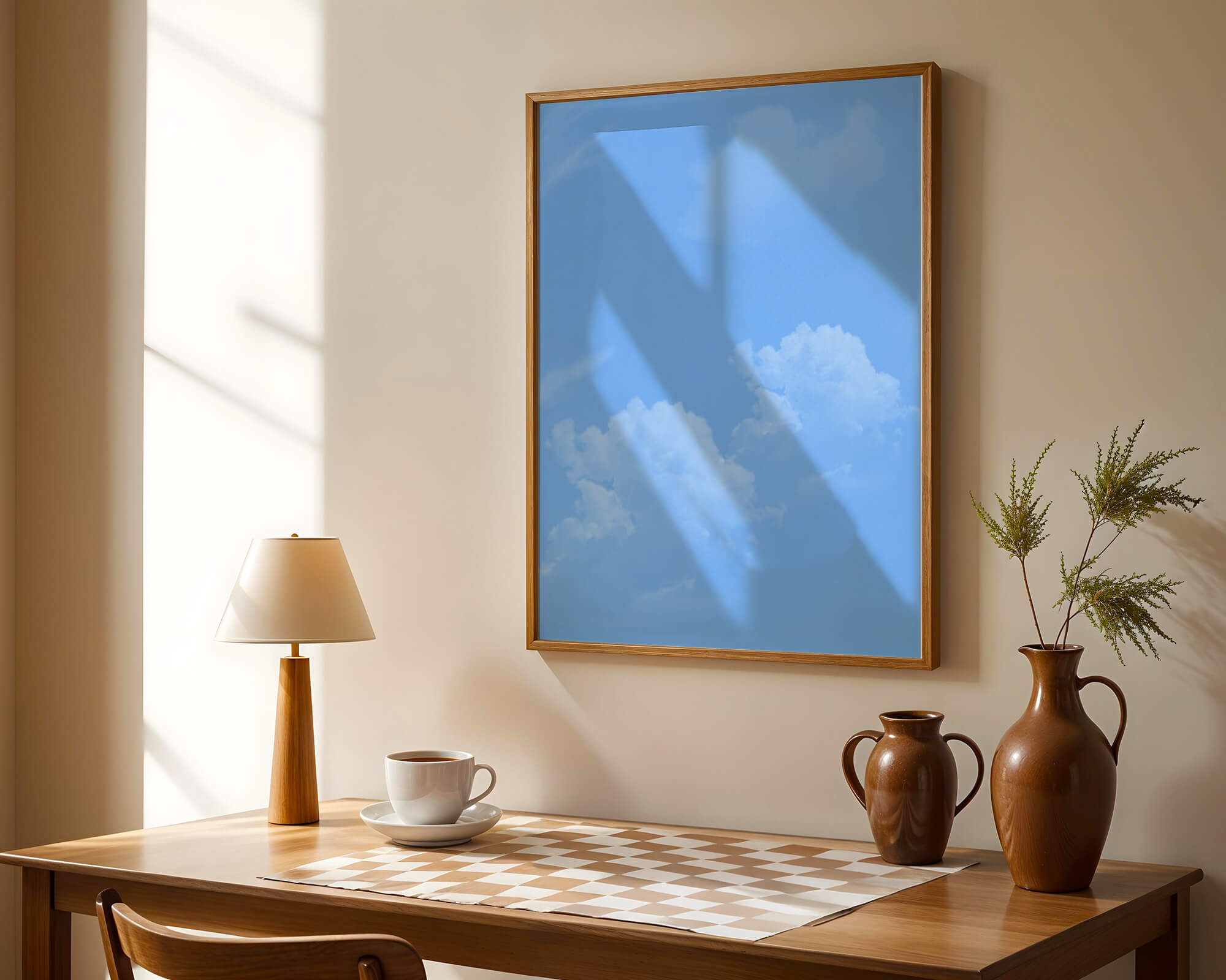 Bright Blue Sky with Fluffy White Clouds