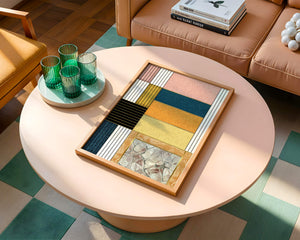 Geometric Abstract Art with Textured Blocks and Gold Accents - Mi tienda