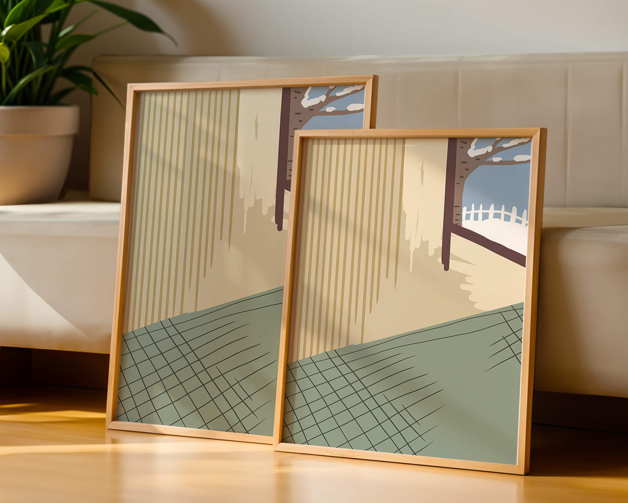 Interior Scene with Winter View Through a Window