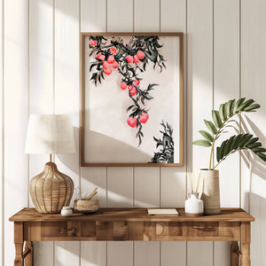 Watercolor Floral Illustration with Red Berries on Branch - Mi tienda