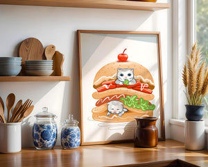 Playful Cats in a Burger with Tomato and Lettuce Topped with a Cherry - Mi tienda