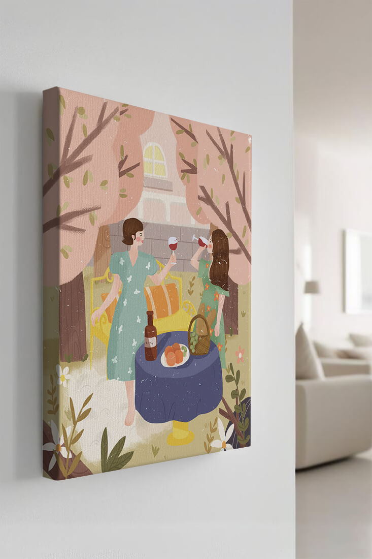 Reunión primaveral en el jardín con vino y frutas