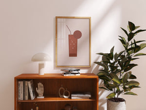 Minimalist Illustration of a Chocolate Drink with Straw and Window Background - Mi tienda