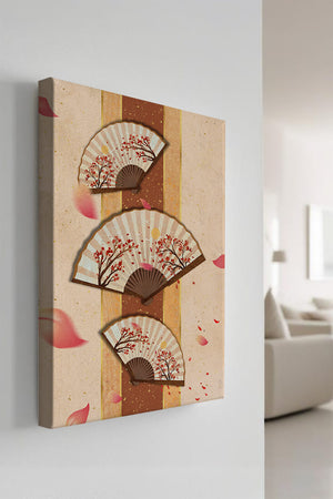 Elegant Japanese Fans with Cherry Blossom Design on Textured Background - Mi tienda