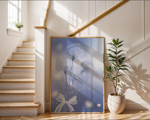 Carnations With Sparkles And Ribbon On Blue Background - Mi tienda