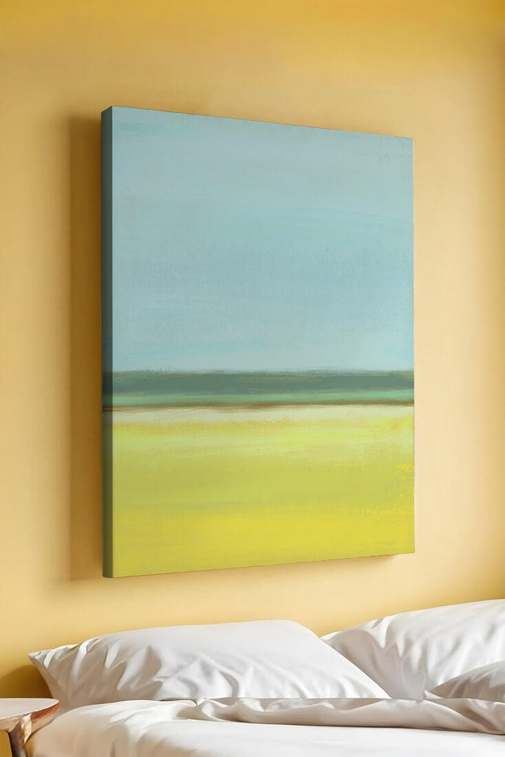 Paisaje abstracto con horizonte azul y amarillo