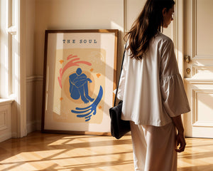 Contemplative Abstract Human Figure with Vibrant Colors and Bold Lines - Mi tienda