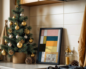 Geometric Abstract Art with Textured Blocks and Gold Accents - Mi tienda