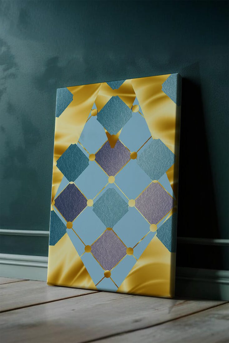 Geometric Pattern with Gold and Blue Elements