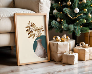 Elegant Botanical Illustration With Mandala Vase - Mi tienda